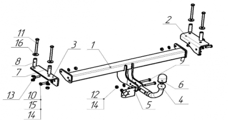 Фаркоп 9019-A Oris на Changan CS55 2020-2023 без выреза в бампере. Тип шара: A. Нагрузки: 1500/75 кг, масса фаркопа 16,7 кг (без электрики в комплекте) от магазина ФаркопРос